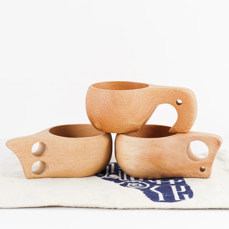 Europe Style Creative Wooden Crafts Cup Wooden Beer Coffee Mug Wooden Mug With Handle