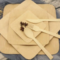 Disposable Bamboo Dinnerware Sets Compostable Biodegradable Plates with Utensils