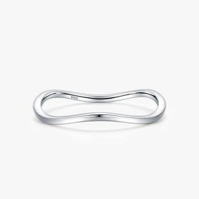 Ailmay Real 925 Sterling Silver Minimalist Fashion Smooth Wave Stackable Ring Women's Party Accessories Jewelry Gift