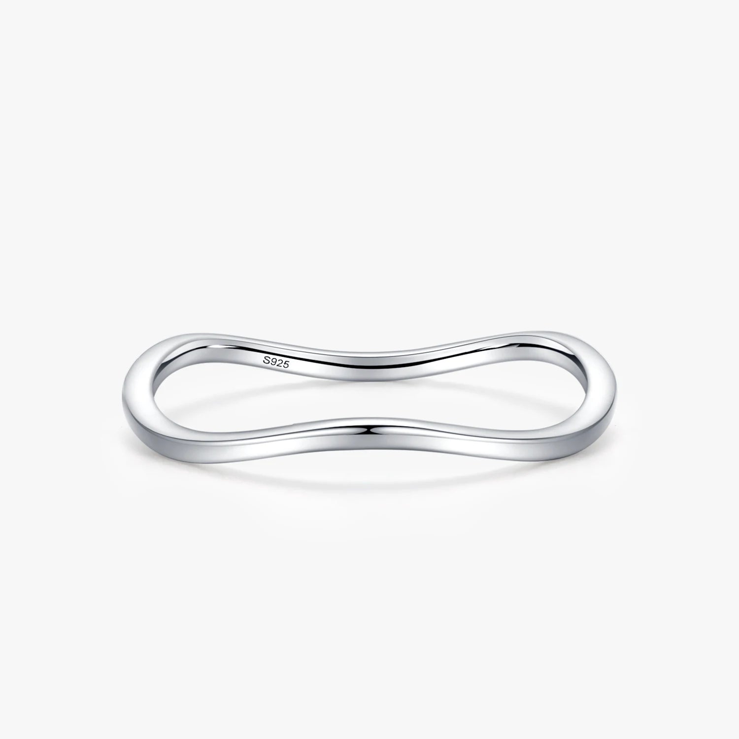 Ailmay Real 925 Sterling Silver Minimalist Fashion Smooth Wave Stackable Ring Women's Party Accessories Jewelry Gift