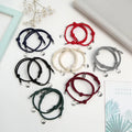 2pcs Valentine's Day Trendy Magnetic Bracelets Adjustable Alloy Couple Friendship Braided Rope Multiple Colours Perfect Gift