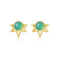 Fine Jewelry 925 Sterling Silver Round Green Crystal Diamond 18k Gold Women Gemstone Stud Earrings