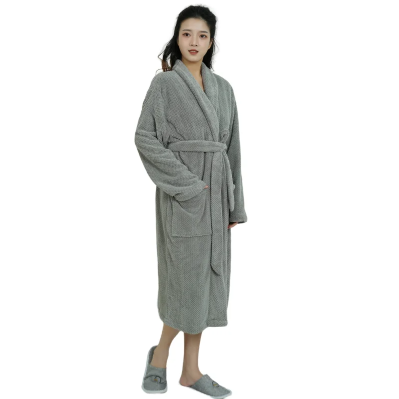 Lovers Robes Night Sleepwear Women Winter Plus Size Long Warm Flannel Bathrobe Men Kimono Velvet Bath Robe Bride Dressing Gown