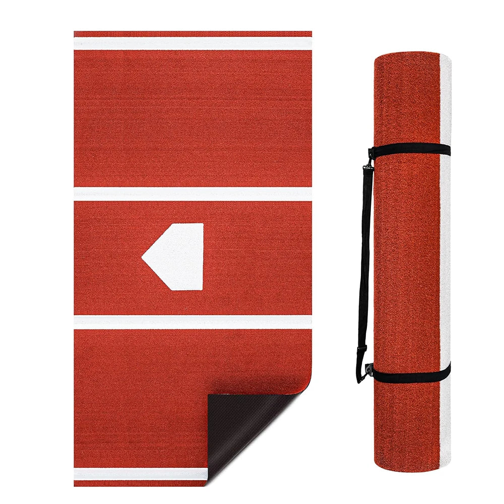 Indoor/Outdoor Baseball Pitching Training Equipment-Anti-Fade Anti-Slip Rubber Mat with Pitching Pad