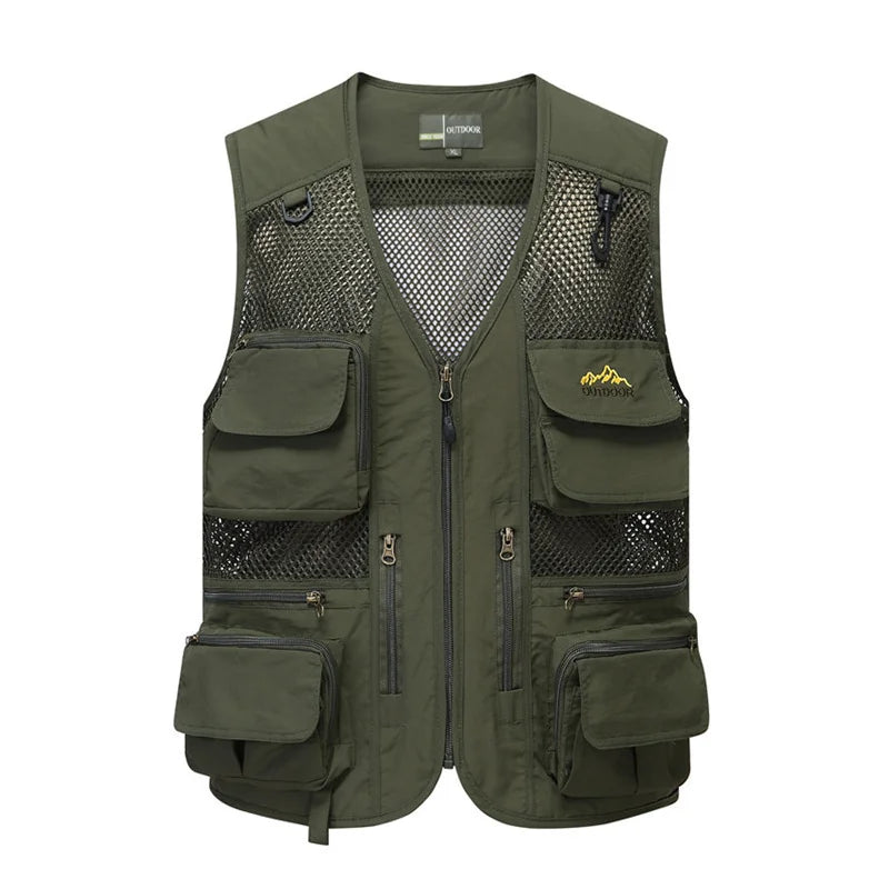 Men's Outdoor Multi Pockets Cargo Vest Practical Climbing Hiking Photography Camping Sleeveless Jaccket Men's  Fishing Vest