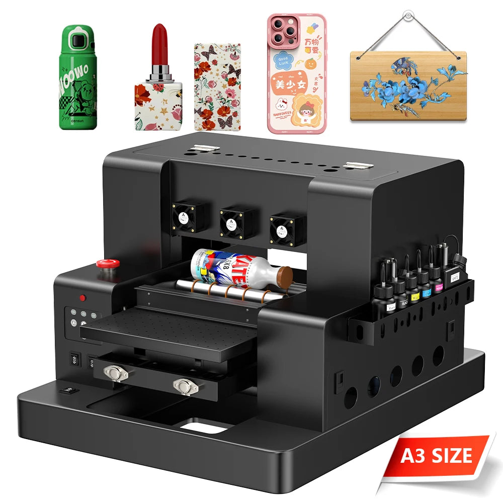COLORSUN A3 Uv Printer Digital Printing Machine for Varnish Metal Golf Balls Pens Wood Bottle Phone case Inkjet Printers