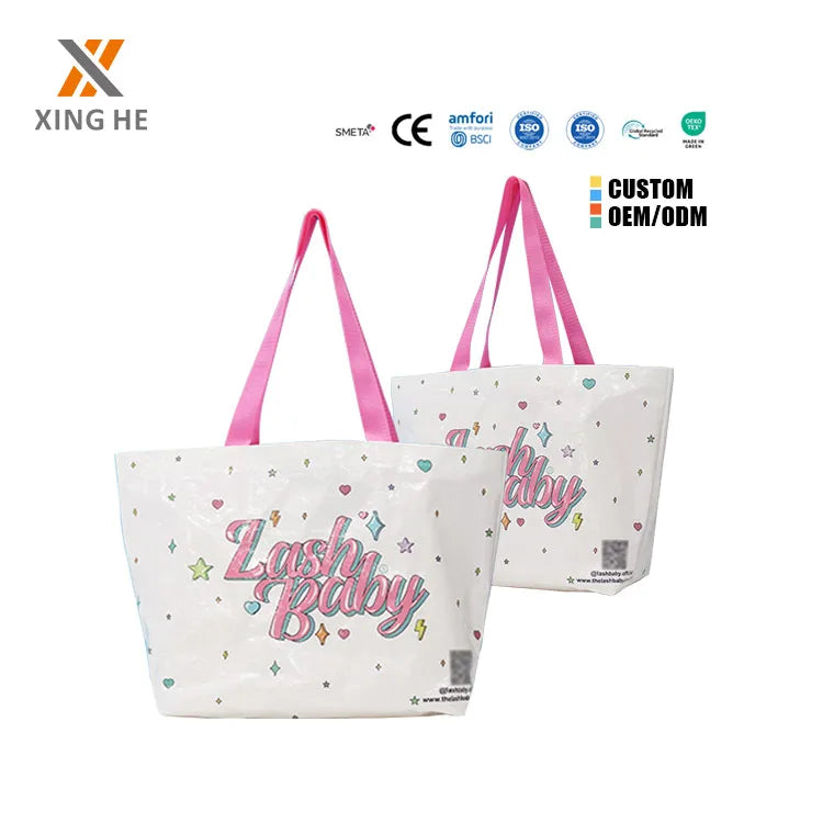 New Style Custom logo Size Printed Woven Tote Bag Eco Friendly Recyclable Reusable Grocery PP Woven Shopping Bag