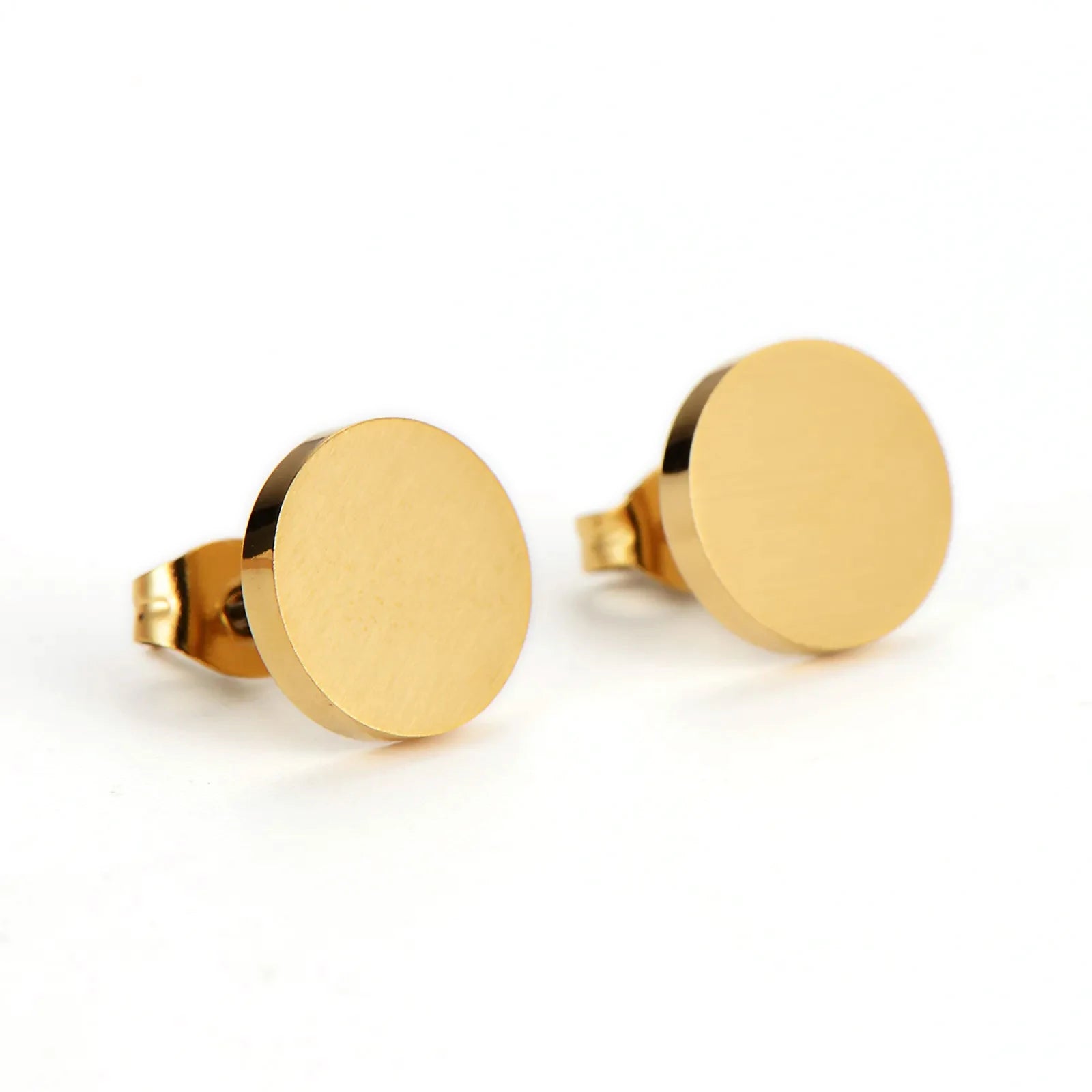 Tarnish Free Piercing Stud 18k Gold Plated Stainless Steel Round Flat Engravable Sublimation Earrings Blanks