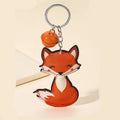 New Hot Wholesale Mini Luxury Fox Keychain PU Leather Cartoon Animal Car Key Pendant Light Metal Keychains Cute Fox Bag Charm