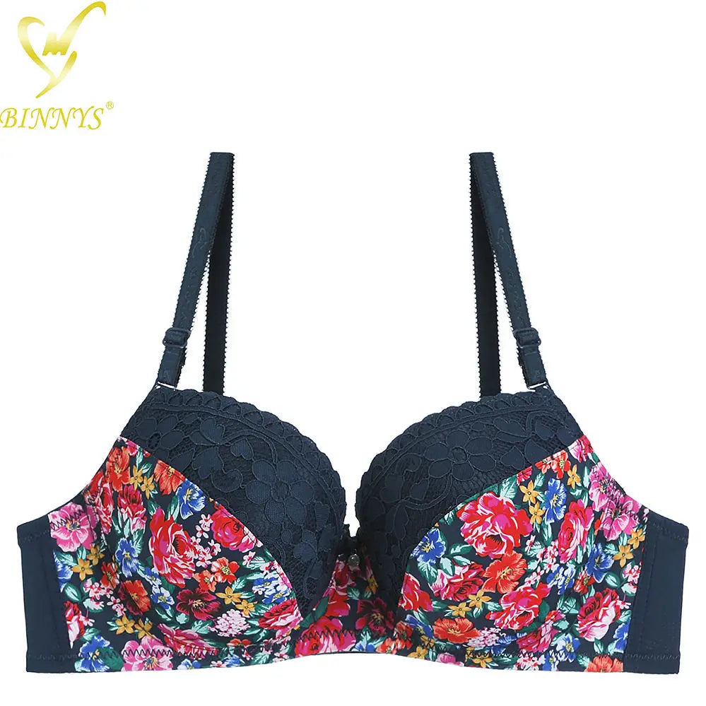 Binnys Wholesale New Design Womens Underwear Printed C Cup Nylon Floral  Ladies Sostenes Underwire Soutien Gorge for Woman