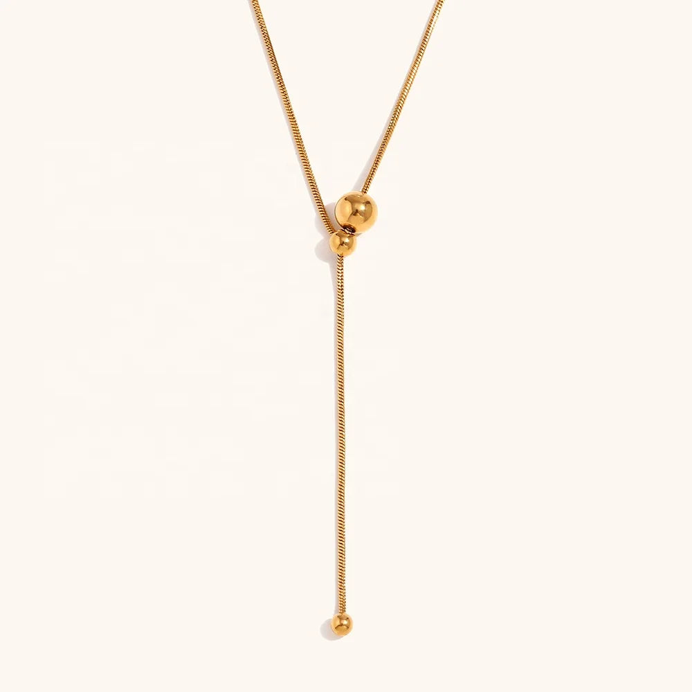 Dingran New Design Y Shape Snake Chain Necklaces Waterproof 18K Gold Plated Jewelry for Women