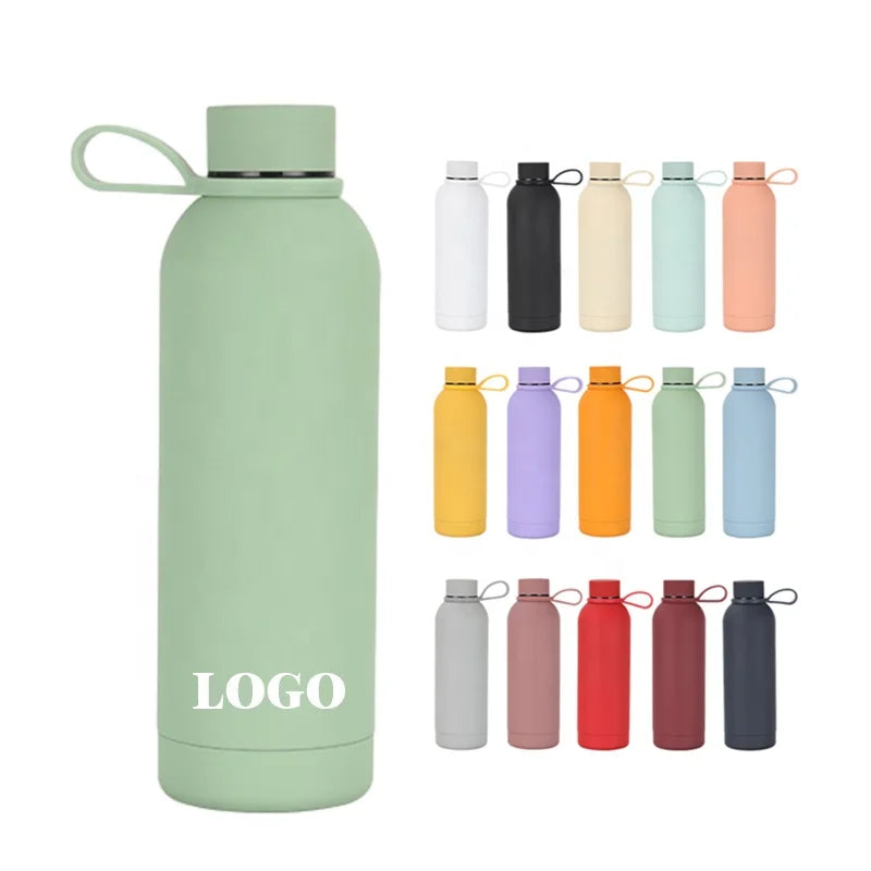 Wholesale Customizable 350ml/500ml/750ml Sport Water Bottles Stainless Steel Insulated Vacuum Flasks Thermos with Handle Rope