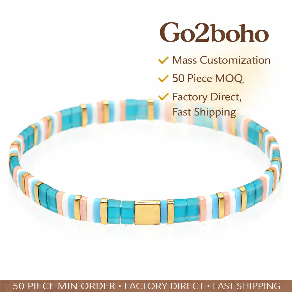 Go2boho Bracelet for Women Jewelry Bright Color Japanese Miyuki Tila Bead Jewellery Boho Style Stretch Bracelets Gift Wholesale