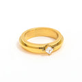 Hot Ins 18K Gold Plated High End Single Square Zirconia Layered Rings Unisex Stylish Stainless Steel Jewelry Parties Engagements