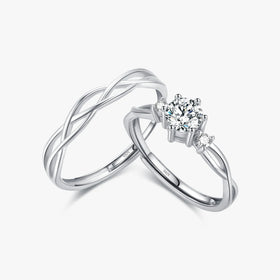 Adjustable Statement Jewelry for Women Couple Anniversary 925 Sterling Silver Simple Line Wedding Engagement Bands Rings