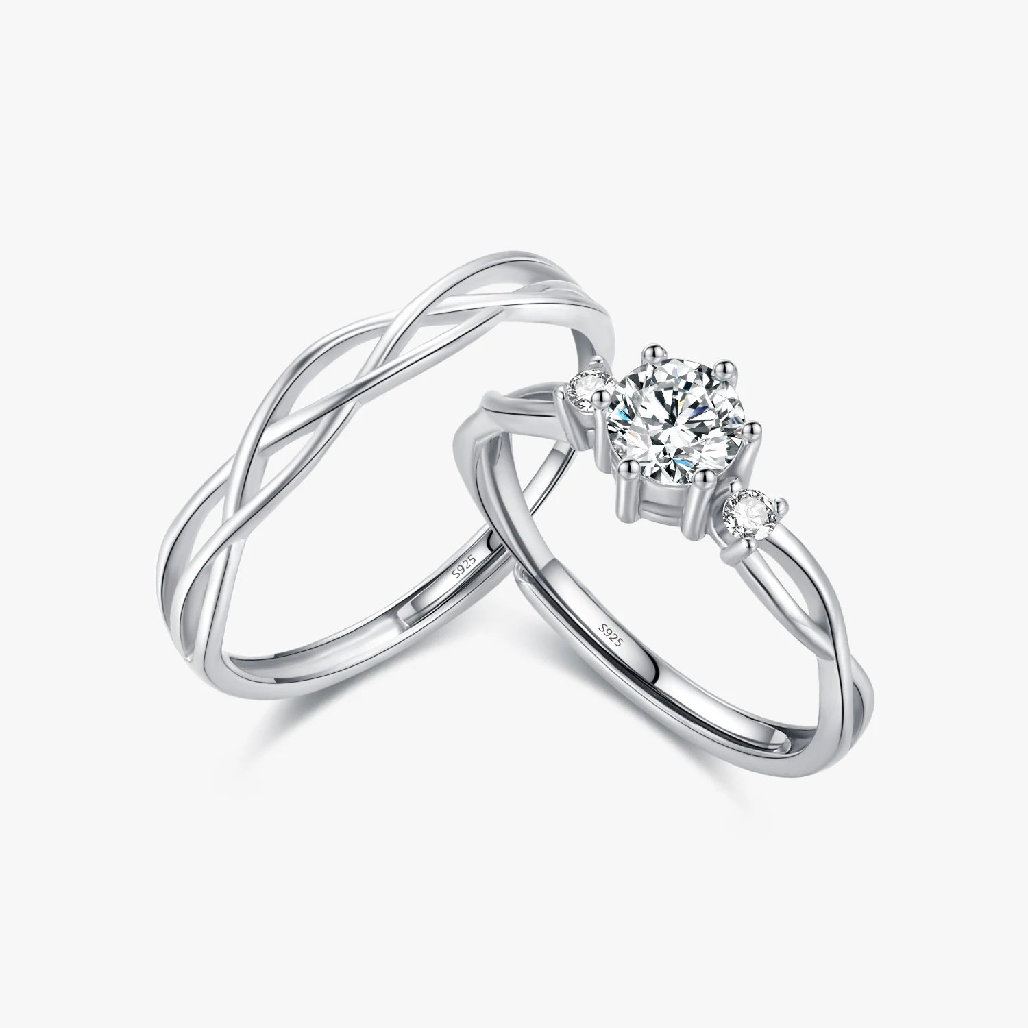 Adjustable Statement Jewelry for Women Couple Anniversary 925 Sterling Silver Simple Line Wedding Engagement Bands Rings
