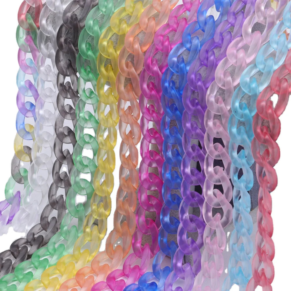 Bohemia Lovely Jelly Transparent Flat Thin Buckle Chain Round Acrylic Long Chain Link Eyewear Accessories Summer Jewelry