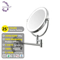 Zhongshan 8 Inch Double Sided Magnifying 10x Wall Mounted Bathroom Extendable Stainless Steel Shaving Mirror Light