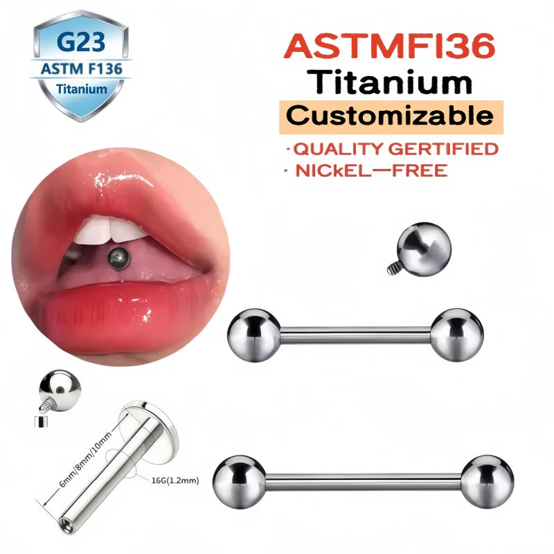 G23 Titanium Labret Studs 14K with Zircon Internal Thread Nipple Piercing Jewelry Tongue Piercing Jewelry Piercing Tongue