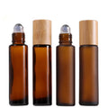 In Stock 15ml Amber/clear Glass Roll on Bottle With Bamboo Lid and Steel Roller for Perfume MegaBDM