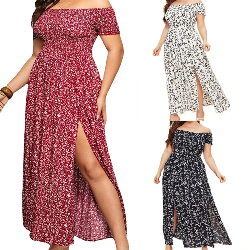 2024Women's Custom Sexy Shoulder Casual Dresses New Arrival Plus Size Summer Prints Short Comfortable Clothing Manufacturers
