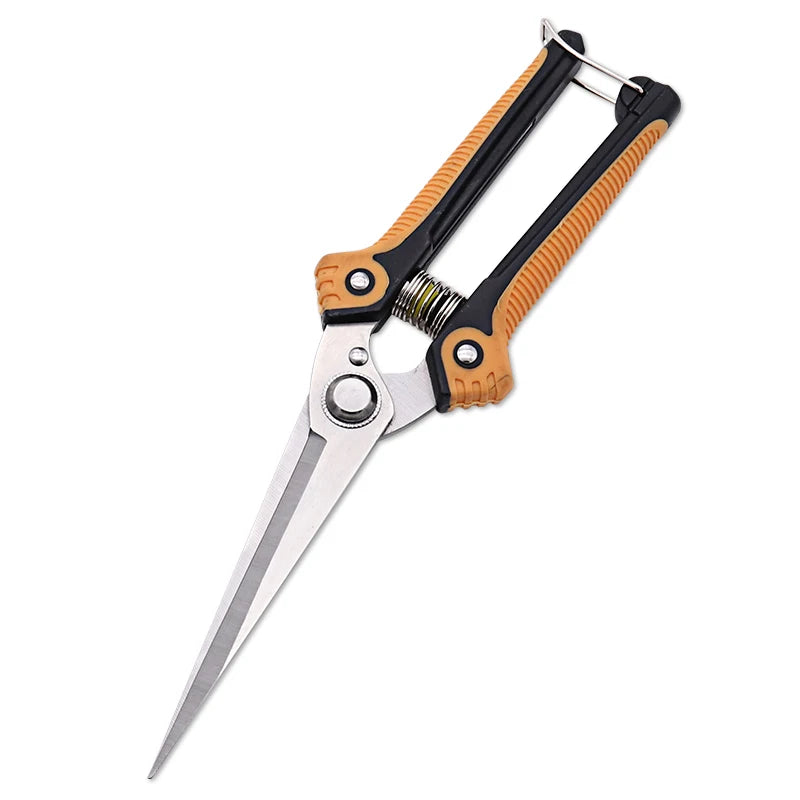 Stainless Steel Shears Flower Bonsai Pruning Long Head Trimming Scissors Curved Garden Grape Scissors