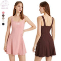 Hot Selling Women's Sexy Backless Gym Fitness Sports Wear Solid Color One Piece Yoga Jumpsuit Skirt Style Tennis Breathable