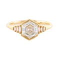 Baguette Shape 18K Gold Plated Hexagon Step Cut Engagement 925 Sterling Silver Wedding Ring