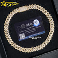 Hot Selling Regular Three Rows Prong Setting 14mm Silver 925 Moissnaite Cuban Link Chain