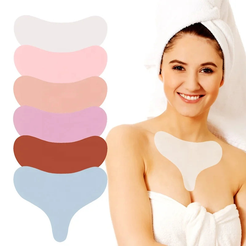 OEM Silicone Chest Pad Anti Wrinkle Reusable Soft Anti-wrinkle Adhesive Reusable Silicone Chest Pad for Decollete