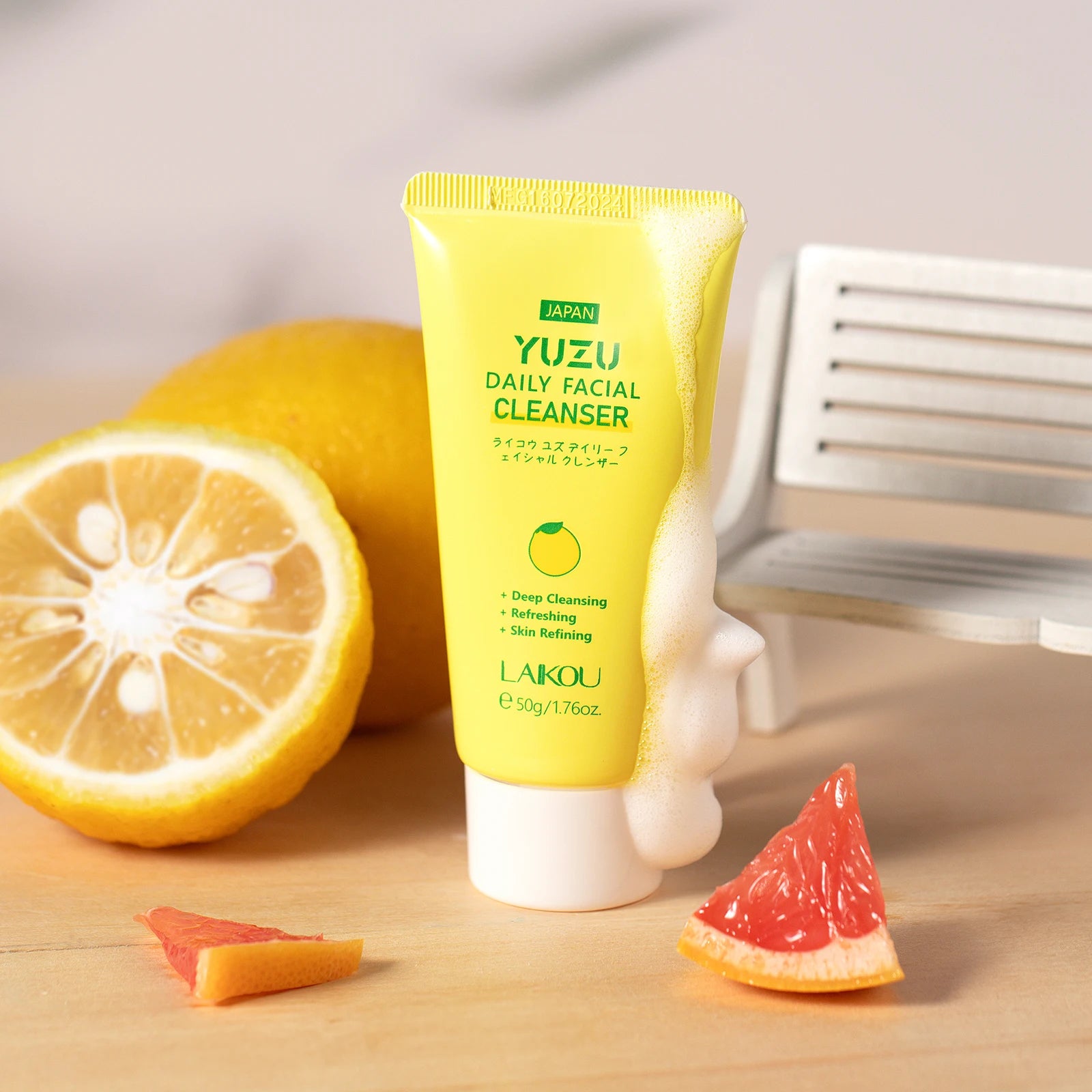 LAIKOU Japan Yuzu Daily Facial Cleanser Grapefruit Hydration Deep Cleansing Gel Face Wash Own Logo for Men Women