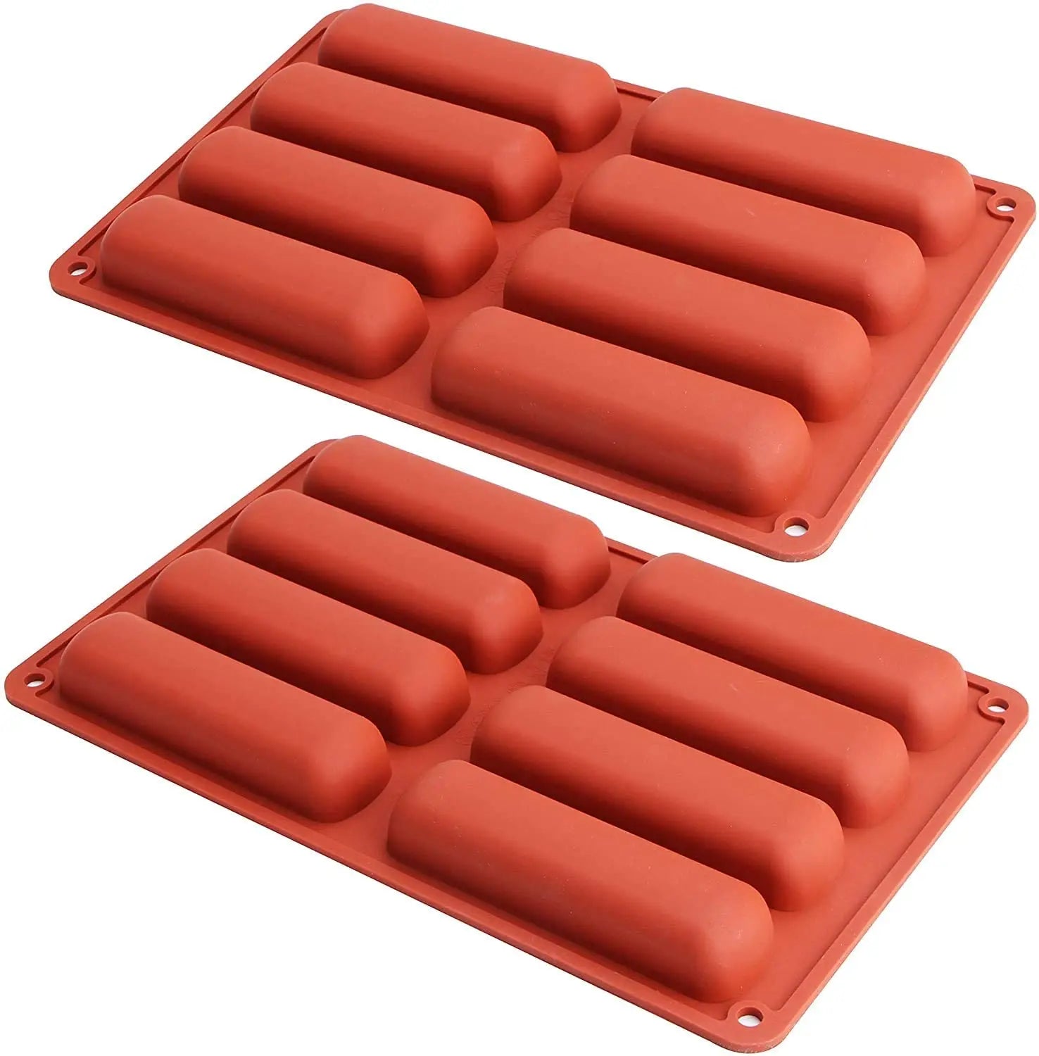 Cake Pan Silicone Eclair Mold 2-Pack Finger Shaped Molds Cylinder Silicone Trays for Baking Soap Resin Chocolate Bar