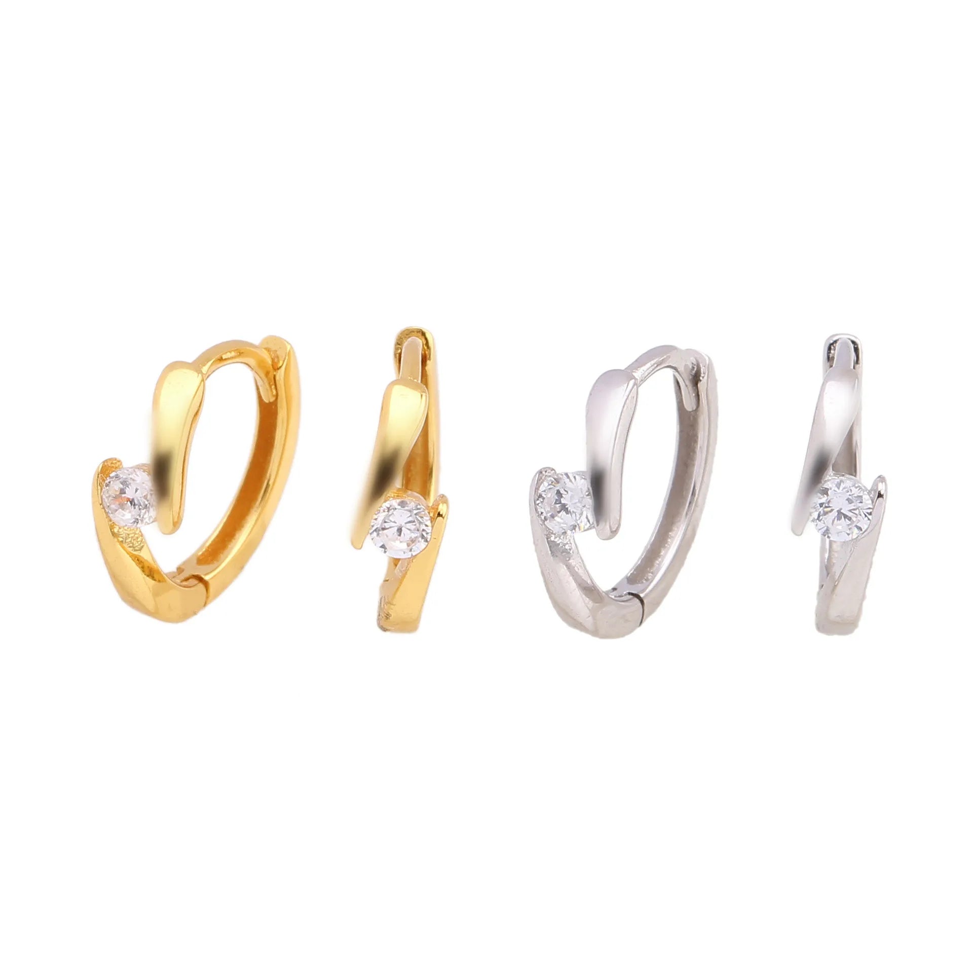 New Hot Fashion Jewelry Zircon Hoop Clip Earring 925 Sterling Silver 14k Gold Geometric Mini Huggie Hoop Earrings for Women Gift