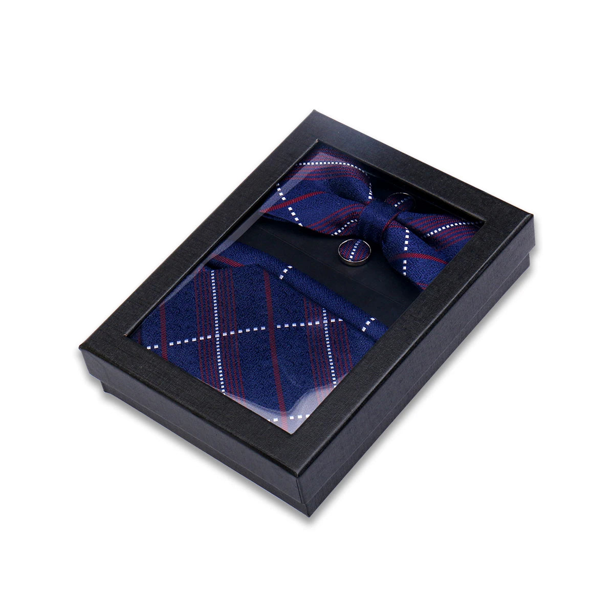 Men's Tie Set Gift Box With Bowtie Pocket Square Cufflinks Suits for Party Wedding Business Cravat Gold Neckties for Men Gifts