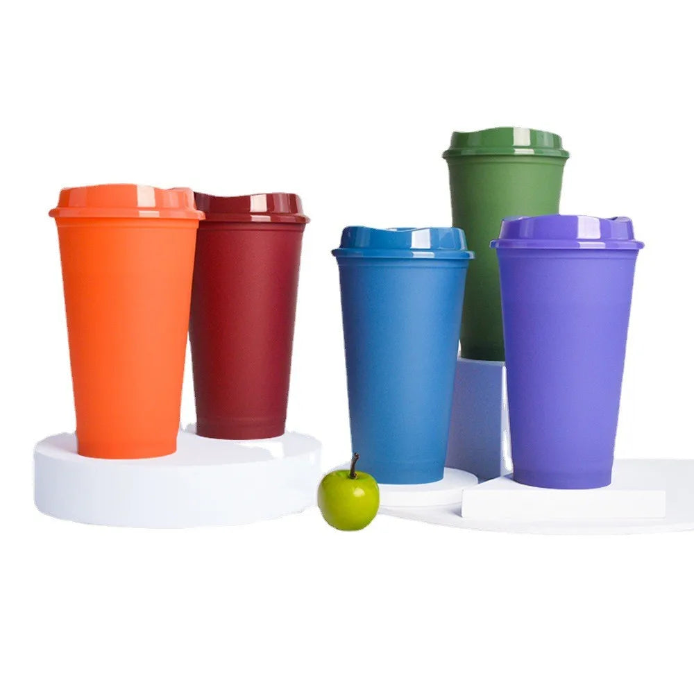 Factory Direct Supply Macaroon Colors Reusable Single Wall Plastic Coffee Tumbler Bottle With Lid 16oz