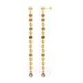 Shiny Women's Stainless Steel Gold Color Long Round Sequin Drop Earrings Fashion Hand Jewelry