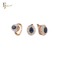 FJ Fallon Fashion Jewelry Halo Jewelry Set With Rings Plated in Rose Gold Two Tone Brass Based