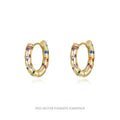 925 Silver Earrings Jewelry Women Sterling Silver rainbow Colorful Zircon Hoop Earrings Luxury Gold Plated Earrings for Women
