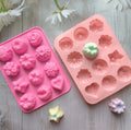 12 Hole Different Flower Shape Pudding Mold Silicone Cake Chocolate Mould Soap Making Molds For Candle Soap Resin