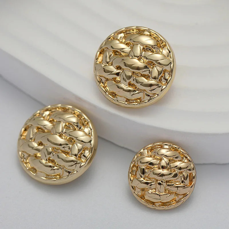 Designer Retro Irregular Shape Glossy Gold Metal Shank Button