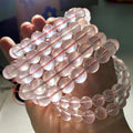 JD GEMS Natural Mossan Pink Quartz Beaded Bracelet Wholesale Healing Crystal Love Healing Jewelry for Gifts
