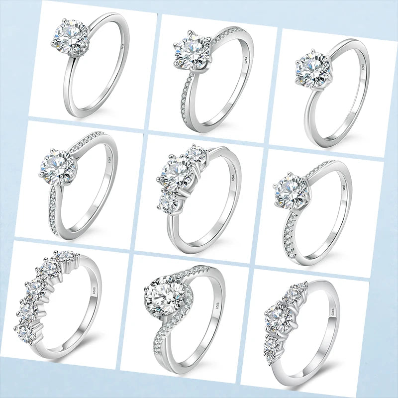 Big Moissanite Engagement Rings Promise Anniversary Gift for Ladies 925 Sterling Silver VVS1 Moissanite Wedding Rings for Women