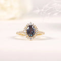 OL0923 Cost-Effective Production Jewelry Oval Cut 6x8mm Lab Alexandrite 925 Sterling Silver Halo Engagement Women Ring