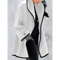 S-5XL Autumn/Winter Woolen Women's Coat Contrast Coat Single Breasted Casual Fashion Jacket