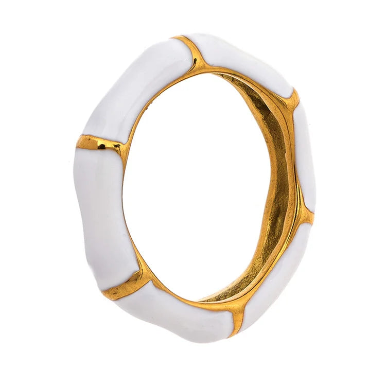Tarnish Free Jewelry Enamel Jewelry Finger Ring Gold Plated Enamel Hoop Ring