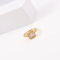 Joolim High End 18K Gold Plated Stainless Steel Rectangle Zirconia Rings for Women Finger Ring Wholesale