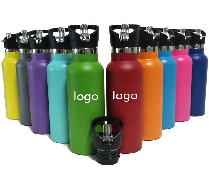 FDFIT 600ml Double Wall Stainless Steel Water Bottle with Straw and Handle Sport Bottle for Outdoor Insulated