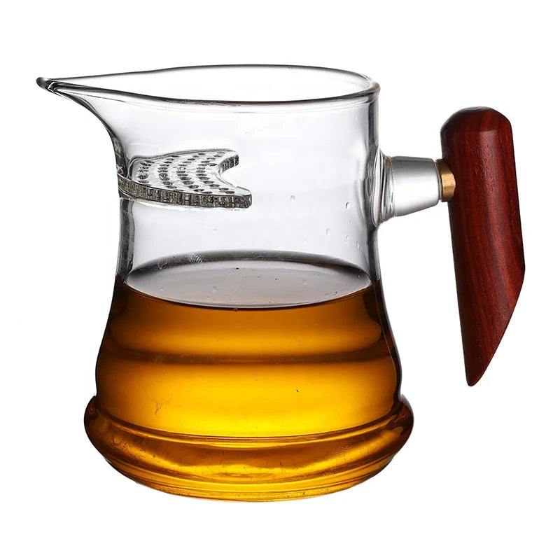 Good Quality High Borosilicate Heat Resistant Glass Kettle with Wooden Handle Small Capacity Glass Teapot
