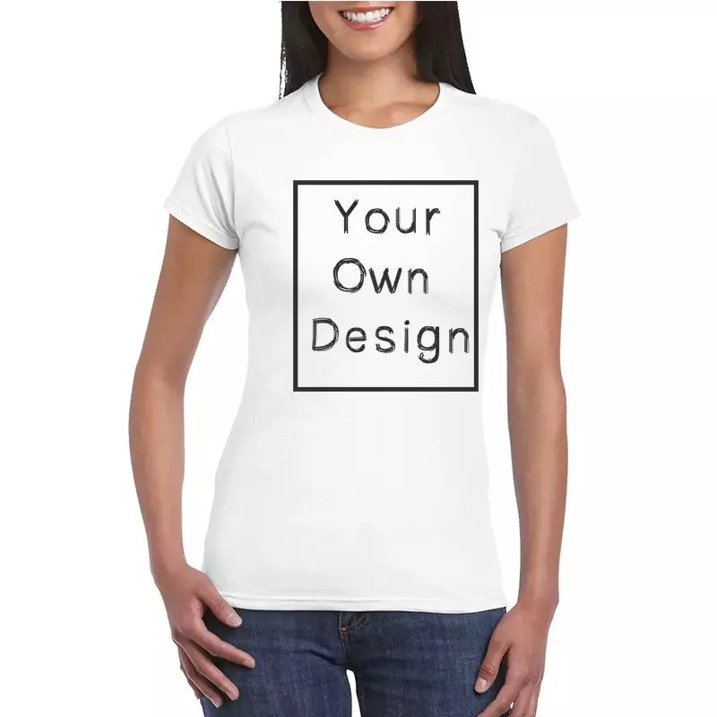 HelloJim 2023New Custom Graphic Designer Logo Printing 100% Cotton Blank White Ladies T-Shirt Woman T-shirt