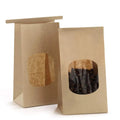 Small Brown Kraft Paper Bag with Logo Print Classic Tin Tie Tab Lock for Coffee Cookie Treat Craft Candle Food Window Display